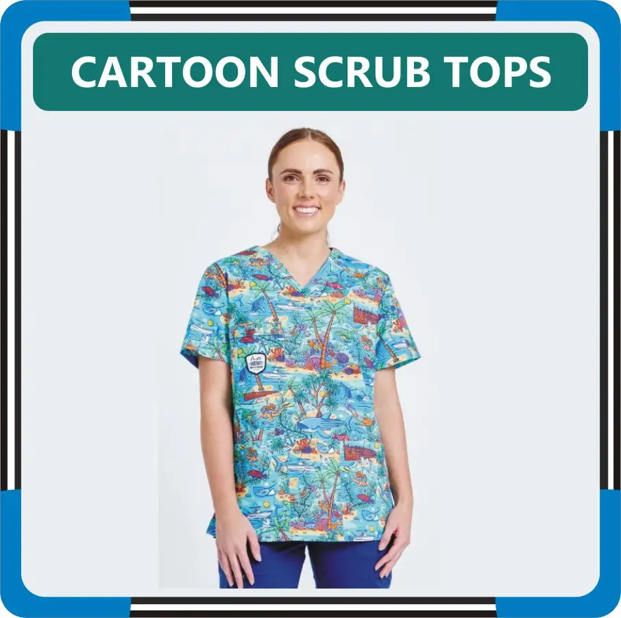 Cartoon Scrub Top For Women in United States