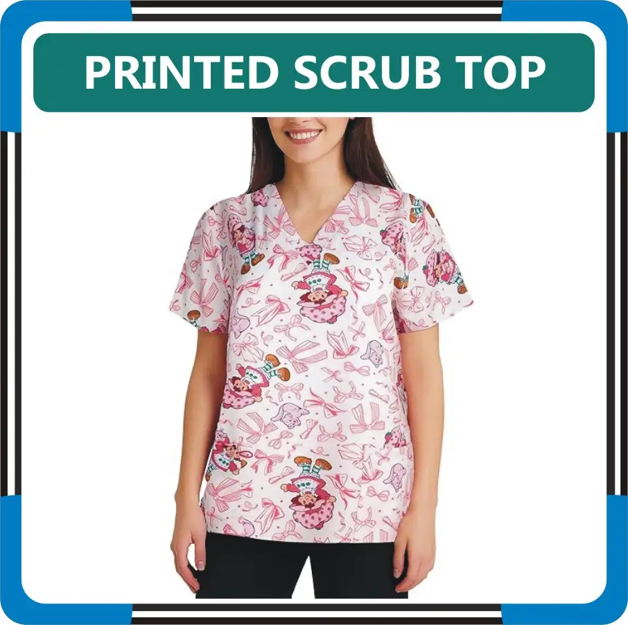 Printed Scrub Top For Women in United States